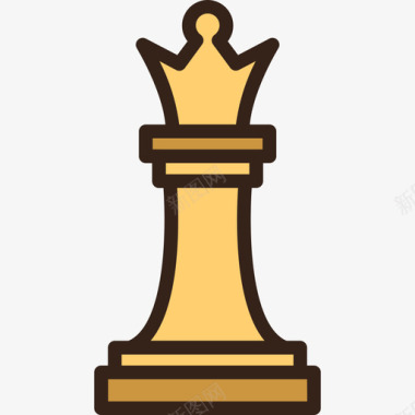 皇后国际象棋3线颜色图标图标