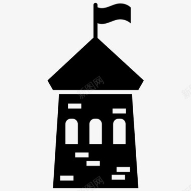 塔式城堡城堡塔防御城堡图标图标