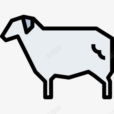 绵羊动物和食物原色图标图标