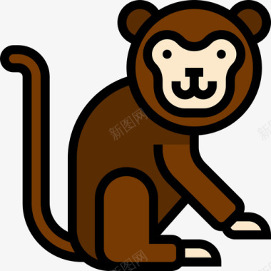 猴子马戏团和游乐园线性颜色图标图标