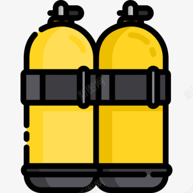 氧气罐夏季运动2线性颜色图标图标