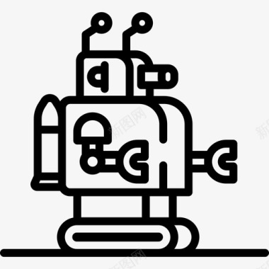 机器人未来技术8线性图标图标