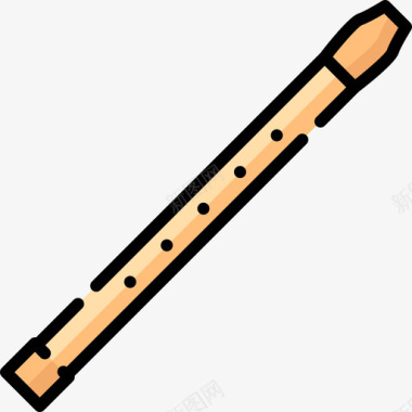 长笛乐器13线型颜色图标图标