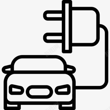 电动汽车生态67线性图标图标