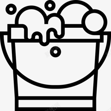 水桶清洁和家务3线性图标图标