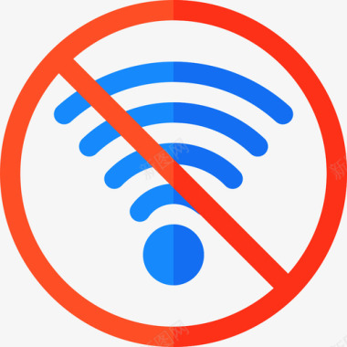 无Wifi信号和禁令3平坦图标图标