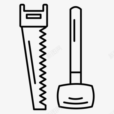 锯子和锤子五金工具图标图标