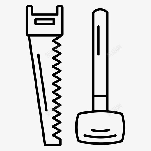 锯子和锤子五金工具图标svg_新图网 https://ixintu.com 五金工具 锯子和锤子