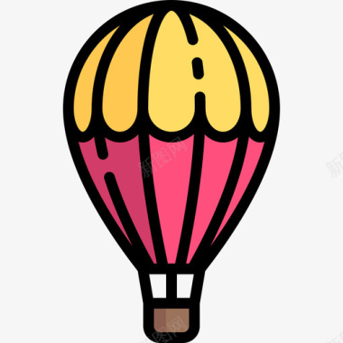 热气球假日旅行线性颜色图标图标