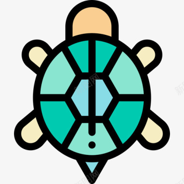 海龟宠物店27线性颜色图标图标