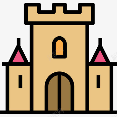 城堡55岁婴儿线性颜色图标图标