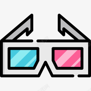 3d眼镜80年代6线性颜色图标图标