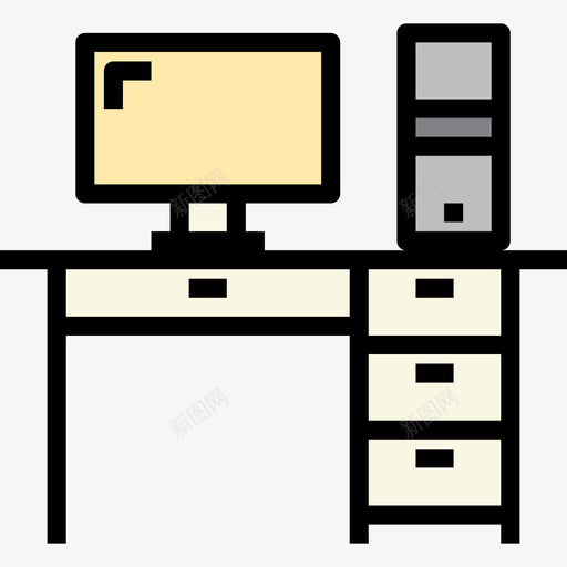 办公桌商务173线性颜色图标svg_新图网 https://ixintu.com 办公桌 商务173 线性颜色