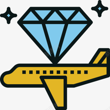 飞机旅游运输4线颜色图标图标