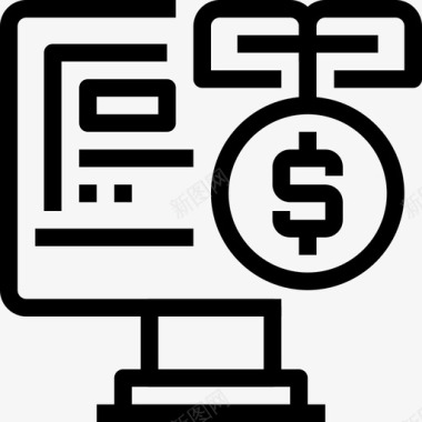 计算机储蓄和投资5线性图标图标