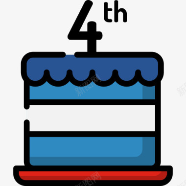 蛋糕7月4日线形颜色图标图标