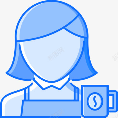 咖啡师4号咖啡厅蓝色图标图标