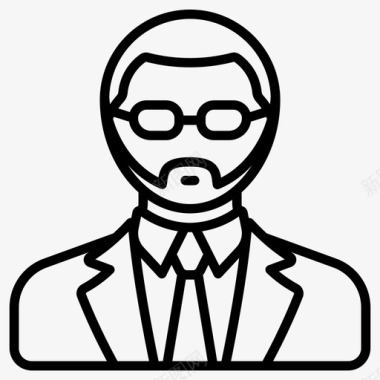 胡须男商务正式短发眼镜男图标图标