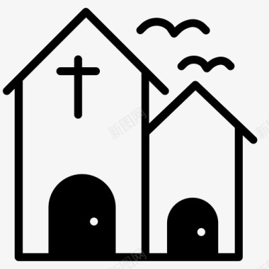 恐怖屋建筑天主教图标图标