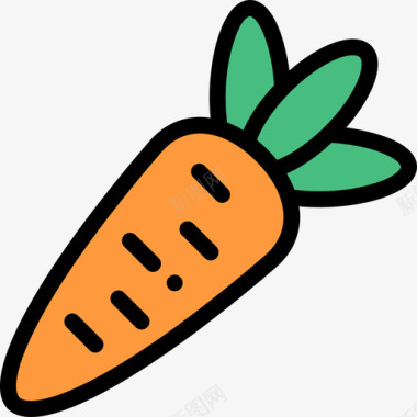 胡萝卜野餐和烧烤线性颜色图标图标