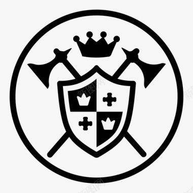 盾王冠徽章图标图标