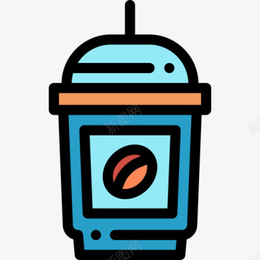 冰咖啡快餐32线性颜色图标图标