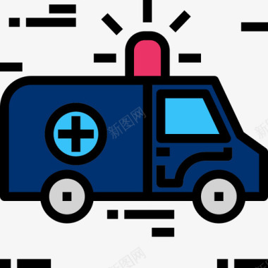 救护车医疗保健2线性颜色图标图标