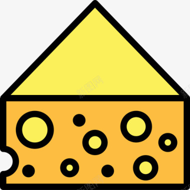 奶酪快餐27线性颜色图标图标