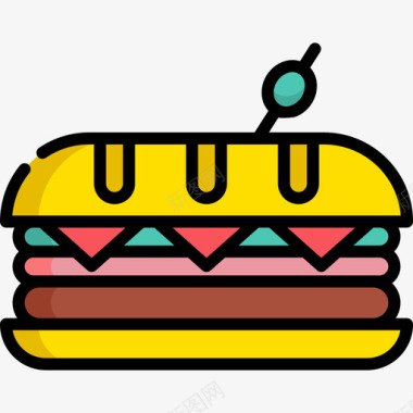 三明治快餐24线性颜色图标图标