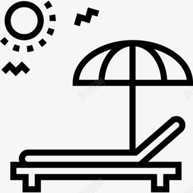 日光浴床36号酒店线性图标图标