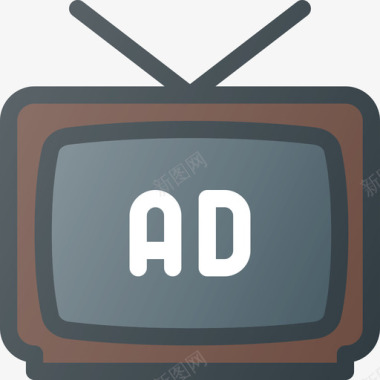 电视营销和广告7线性颜色图标图标