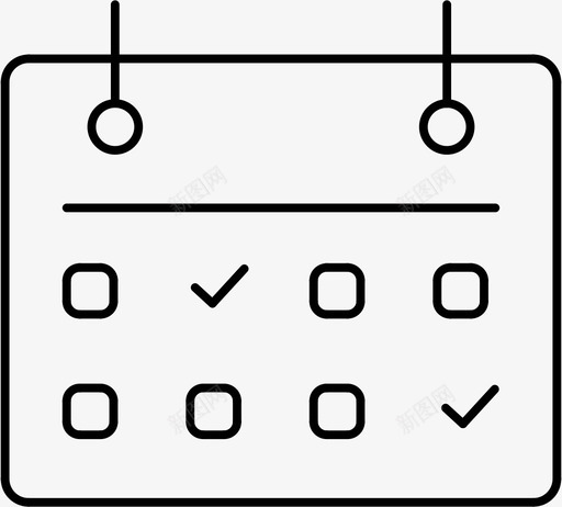 日历完成行图标svg_新图网 https://ixintu.com 完成 待办事项 日历 标记 行