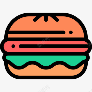 汉堡快餐32原色图标图标