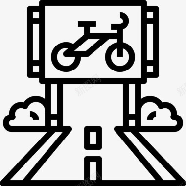 自行车城市元素27线性图标图标