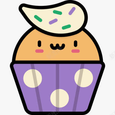 纸杯蛋糕kawaii糖果原色图标图标