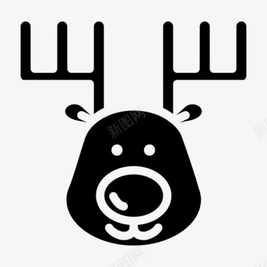 驯鹿圣诞节鲁道夫驯鹿圣诞老人冬日胡里图标图标