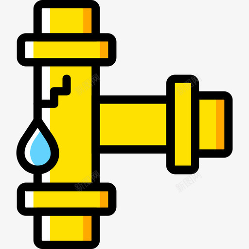 管道管道和水流4黄色图标svg_新图网 https://ixintu.com 管道 管道和水流4 黄色