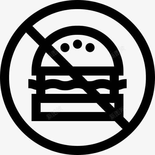 不吃快餐禁止信号3线性图标svg_新图网 https://ixintu.com 不吃快餐 禁止信号3 线性