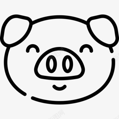 猪自然和动物直系图标图标