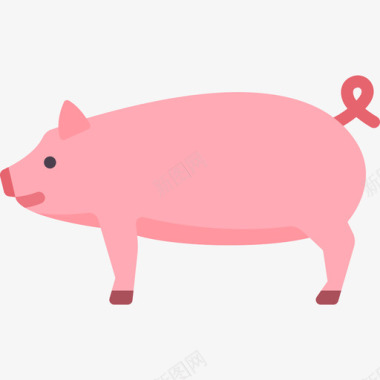 猪动物和自然平坦图标图标