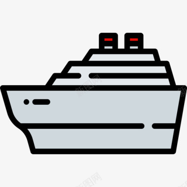 船旅行地点表情符号3线颜色图标图标