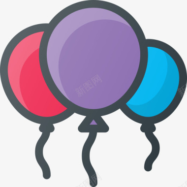 气球派对活动5线性颜色图标图标