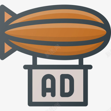 飞艇营销和广告7线性颜色图标图标