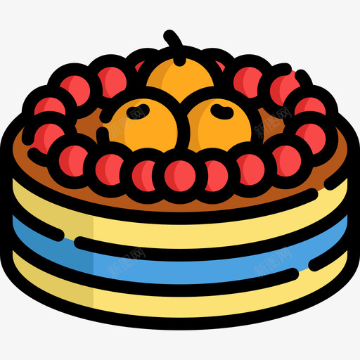水果蛋糕夏季食品饮料线性颜色图标svg_新图网 https://ixintu.com 夏季食品饮料 水果蛋糕 线性颜色