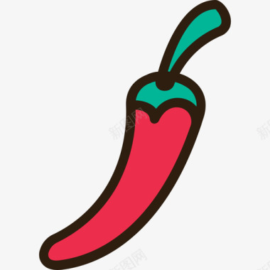 辣椒蔬菜5原色图标图标
