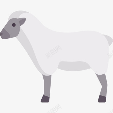 母羊动物与自然扁平图标图标