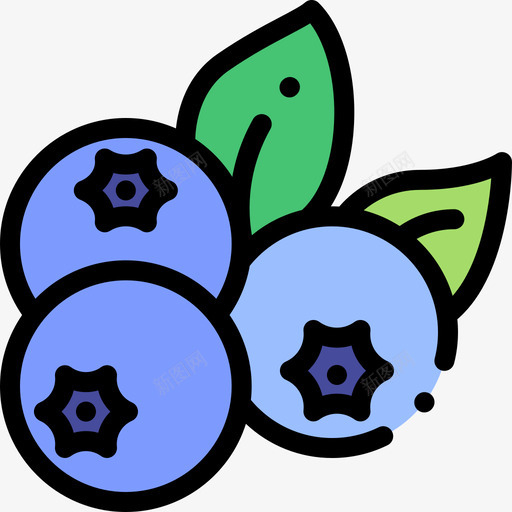 蓝莓水果和蔬菜6线形颜色图标svg_新图网 https://ixintu.com 水果和蔬菜6 线形颜色 蓝莓