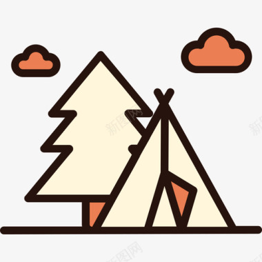 帐篷伐木工人3线性颜色图标图标