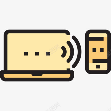 笔记本电脑网络和数据库线颜色图标图标