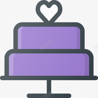 结婚蛋糕婚礼69线性颜色图标图标
